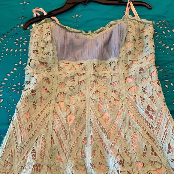 Betsey Johnson 4 lace bohemian cocktail sea foam aqua - Picture 6 of 7